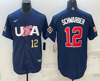 Mens USA Baseball #12 Kyle Schwarber Number 2023 Navy World Baseball Classic Stitched Jersey,We sell and wholesale Mens USA Baseball #12 Kyle Schwarber Number 2023 Navy World Baseball Classic Stitched Jersey on line form chian!